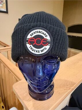 Ace Skateboard Trucks Black Knit Beanie